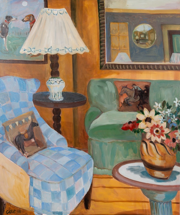 45_Interior With Duncan Grant Vessel & Christopher Wood Flowers_oil On Canvas_120x100cm