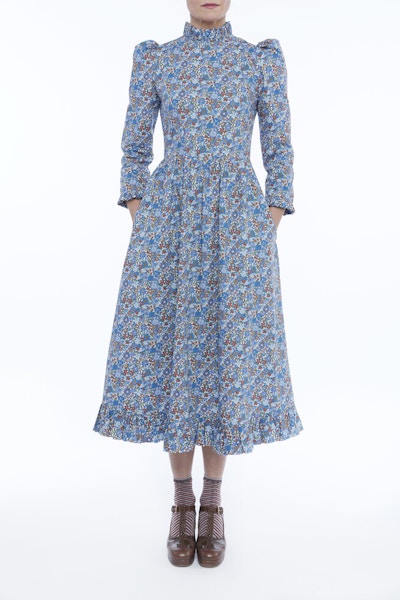 O Pioneers Clara Dress - Willow Blue and Rust Floral, £395