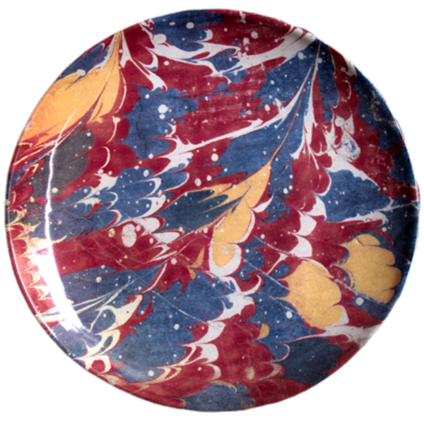 Cutter Brooks Blue And Red Marble Dessert Plate, £102