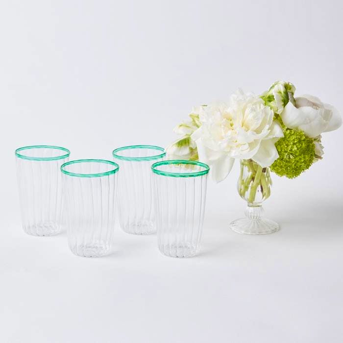 Mrs Alice Green Rim Water Glasses, Set Of 4, £54