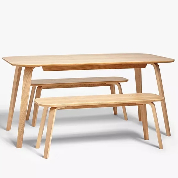 John Lewis Anton 6 Seater Dining Table and 3 Seater Benches, Oak, £399