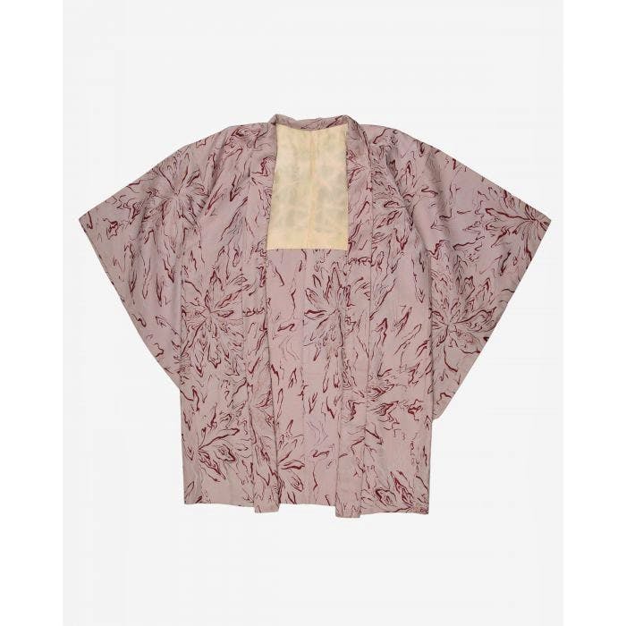 1960s Burgundy And Pink Metallic Haori Kimono £65