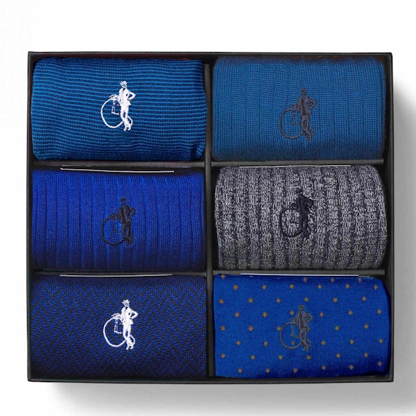London Sock Co. True Blue 6 Pair Box, £90