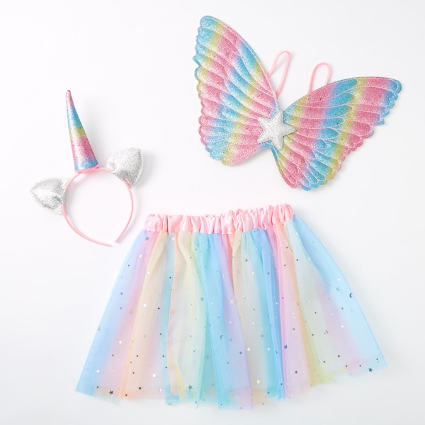 Claire’s Rainbow Glitter Unicorn Dress Up Set, 3 Pack, NOW £12.60