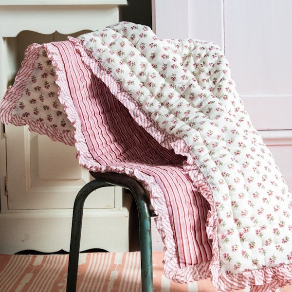 Sarah K Pink Ditsy Baby Quilt, £46