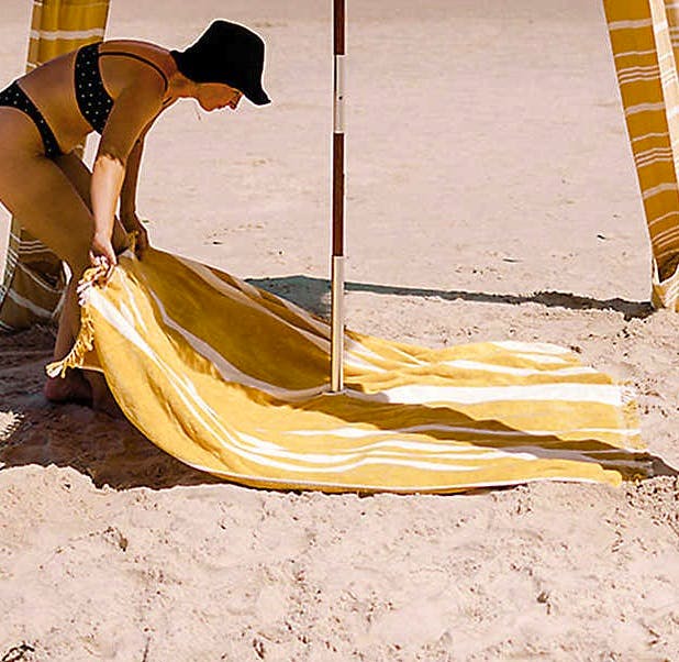 Business & Pleasure Co. Vintage Yellow Stripe Beach Blanket, £95
