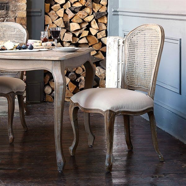 The Cotswolds Company Camille Limewash Oak Rattan Back Chair, £225