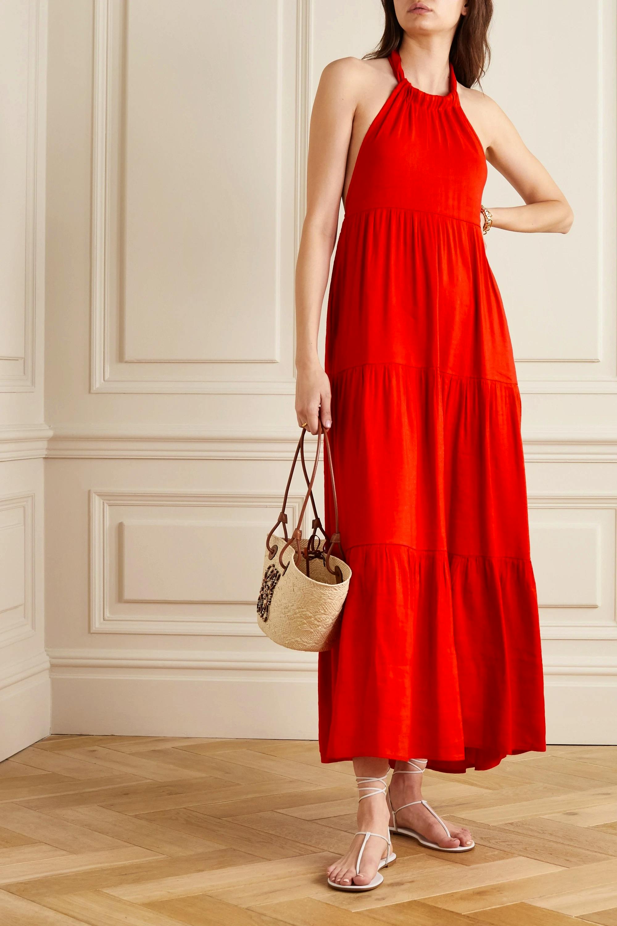 Solid & Striped The Britney Woven Halterneck Maxi Dress, £244.15