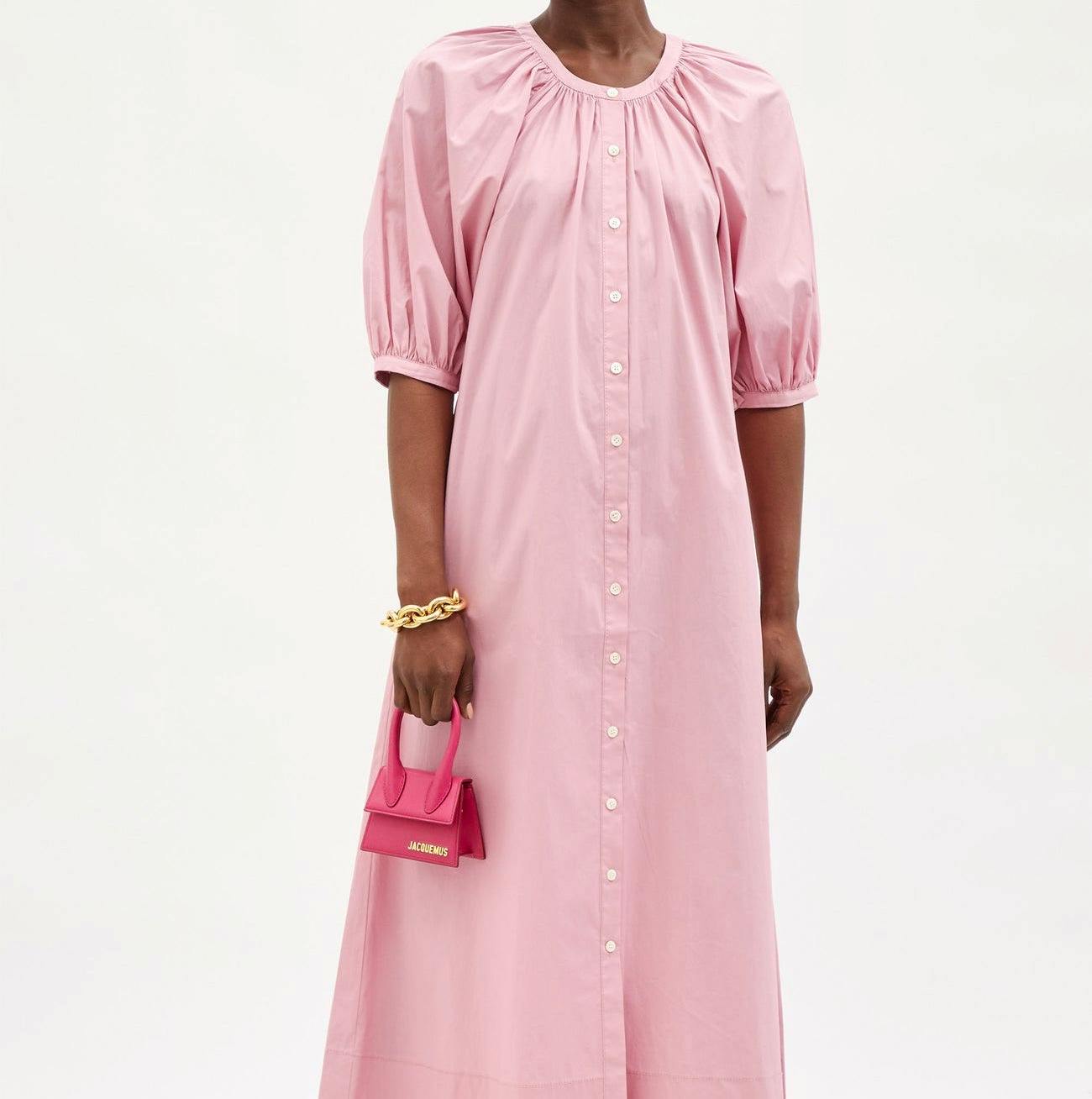 Staud Vincent Gathered Cotton-Blend Poplin Shirt Dress, £210