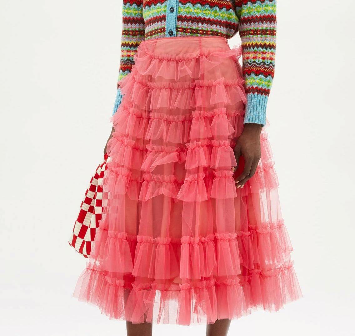 Molly Goddard Nuala Gathered-Tulle Midi Skirt, £840