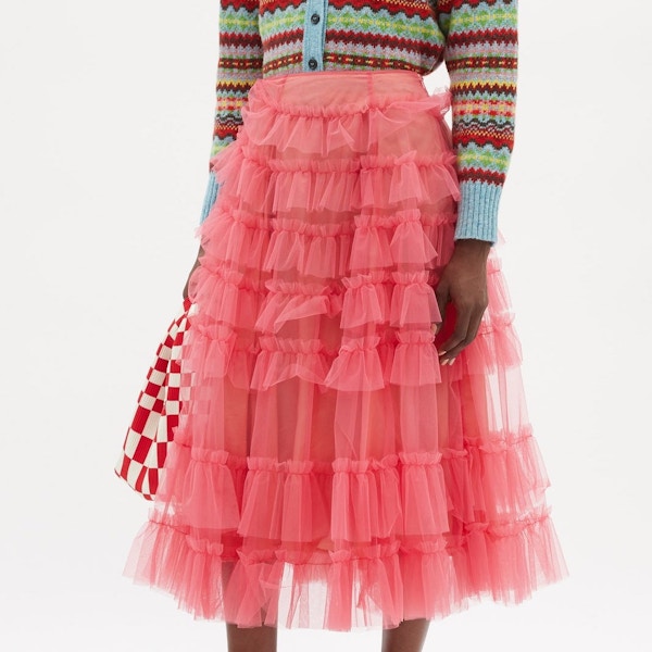Molly Goddard Nuala Gathered-Tulle Midi Skirt, £840