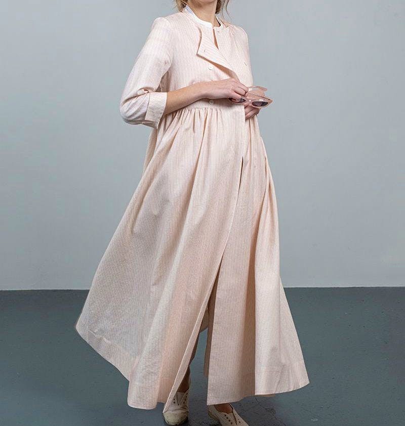Cabbages & Roses Diana Coat Dress In Pink Stripe, £475