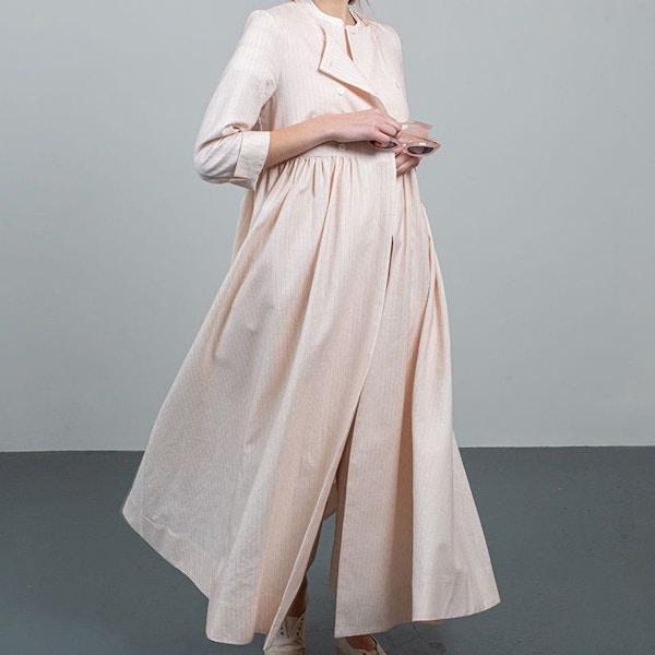 Cabbages & Roses Diana Coat Dress In Pink Stripe, £475