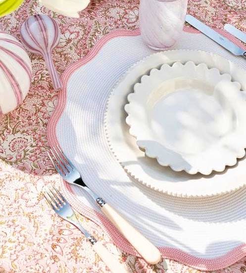 Maison Flaneur Pink Scalloped Round Placemat, £28