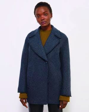 Jigsaw Wool Melton Raw Edge Coat, NOW £89