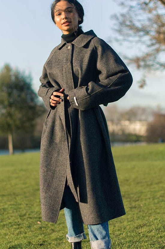 Olive Herringbone Raglan Coat, £259