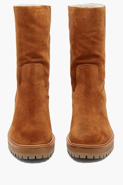 Jimmy Choo Yola 80 Shearling-Lined Suede Boots, £875