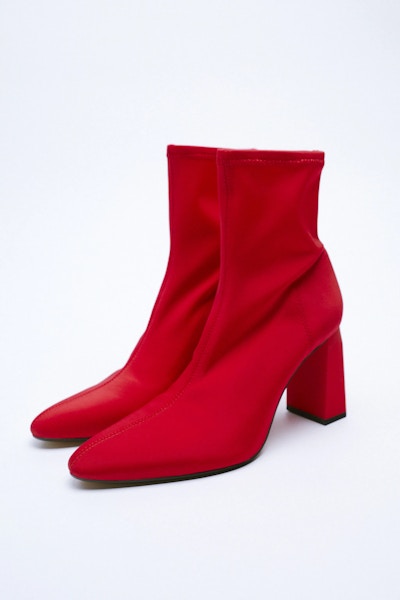 Zara Fabric High Heel Ankle Boots With Stretch, £55.99