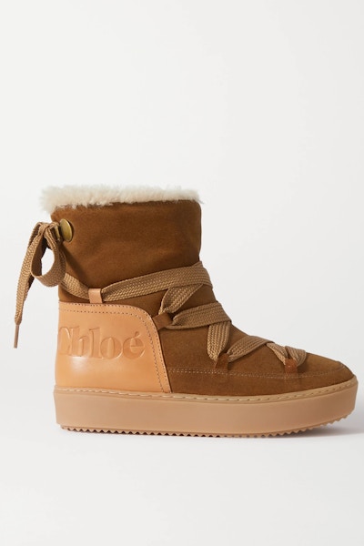 See By Chloe Leather-trimmed suede and shearling ankle boots, £300