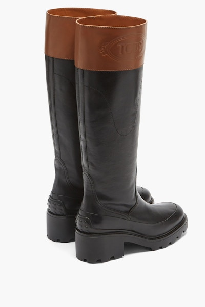 Tod’s Logo-Debossed Leather Knee-High Boots, £995