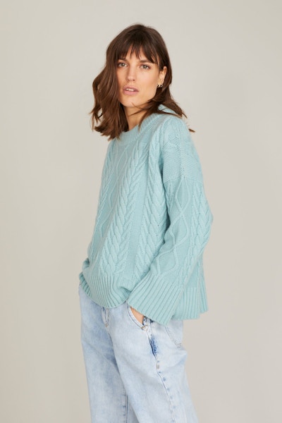 Crumpet Cable Sweater Ocean, £380