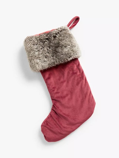 John Lewis Velvet Christmas Stocking With Faux Fur Trim, £18