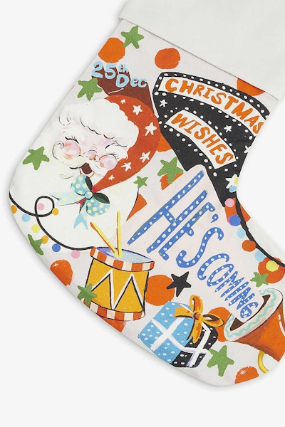 Eleanor Bowmer Graphic Pring Cotton Christmas Stocking, £20