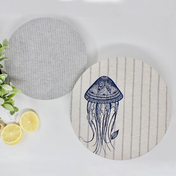 Peace with the Wild Two Jellyfish and Striped Bowl Covers, £18.50