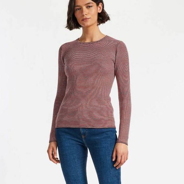 Cefinn, Jackson Skinny Rib Crew Neck Jumper In Crimson, £160 Trust all-round superwoman Samantha Cameron and her high-end fashion label to come up with an understated winter layer that looks as good as this one does.