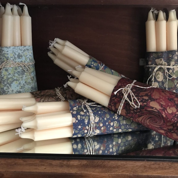 Compton Marbling, Wrapped Candles, £12.50 These ivory non-drip candles will illuminate the dining table – if their recipient can bear to take them out of their stunning marbled wrapping.
