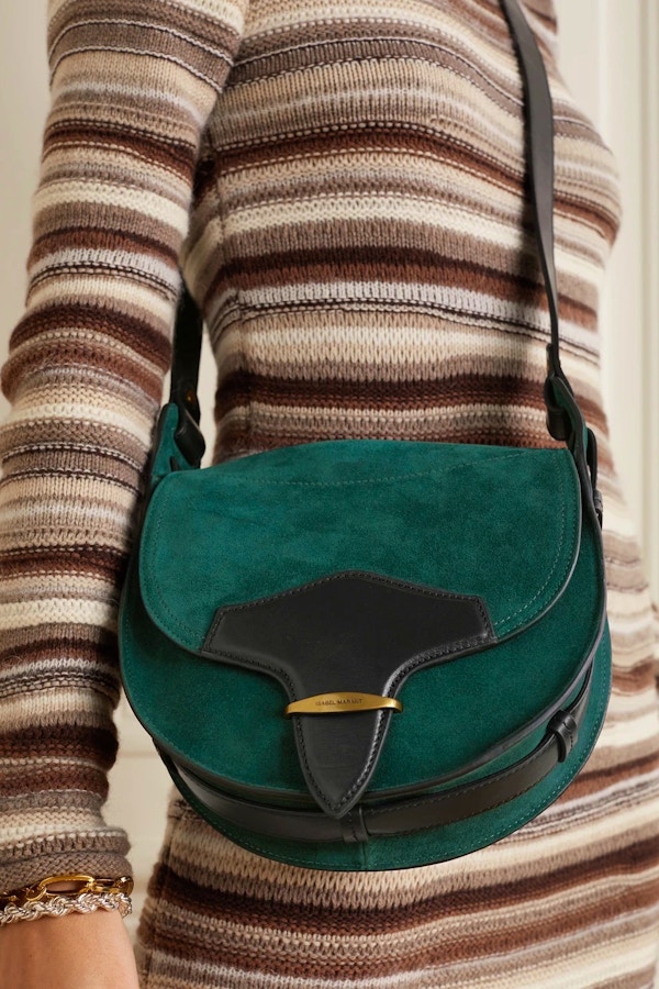 Botsy Leather-trimmed Suede Shoulder Bag