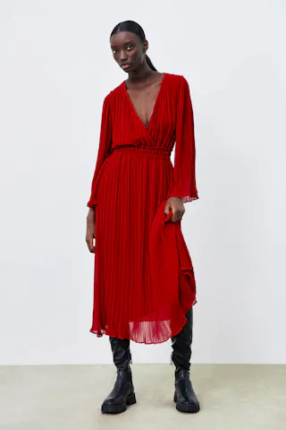 Pleated Midi Dress