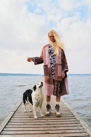 Embroidered Patchwork Kimono Coat
