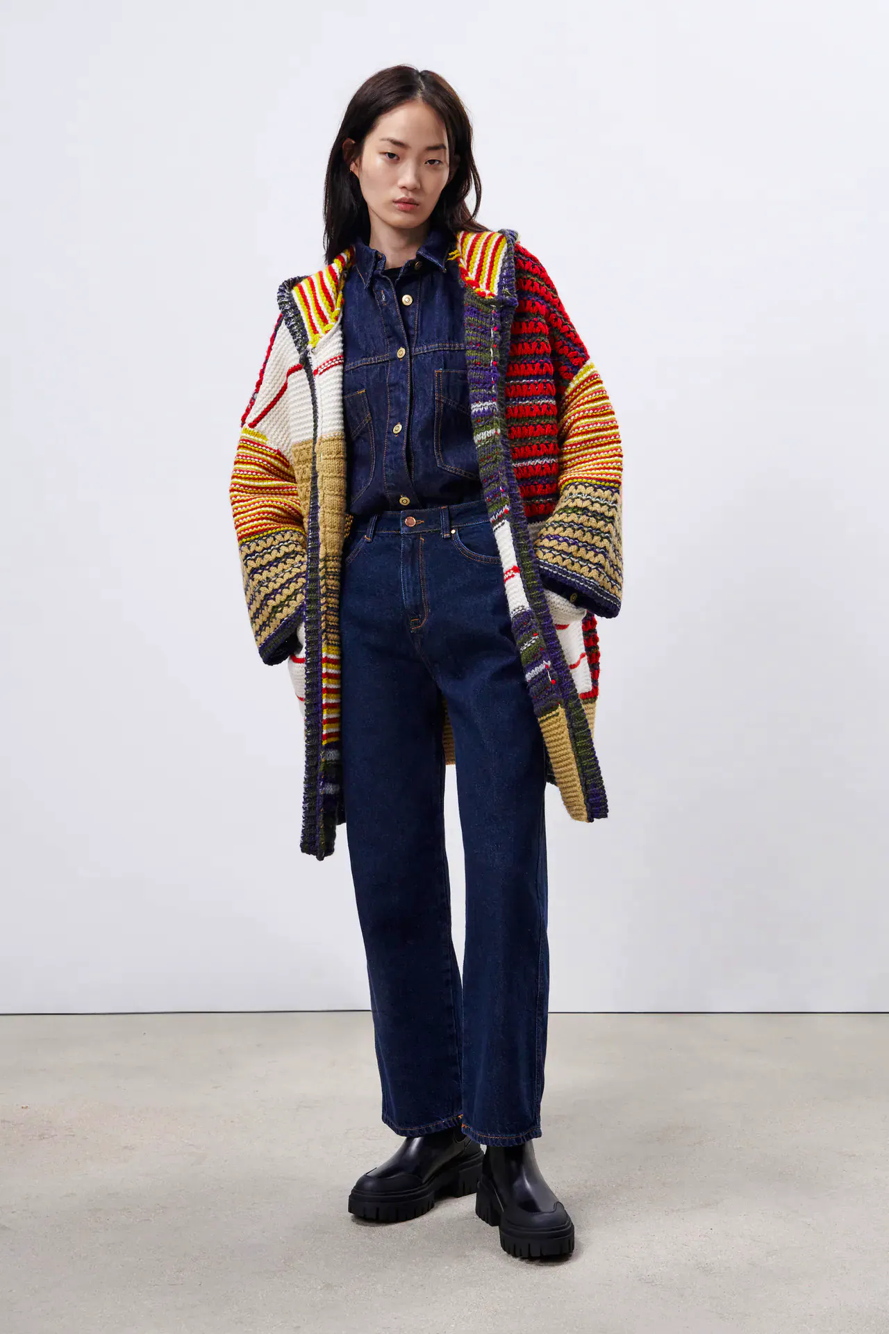 Oversized Patchwork Knit Coat £79.99