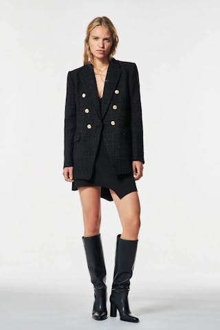 Textured Blazer With Button Detail