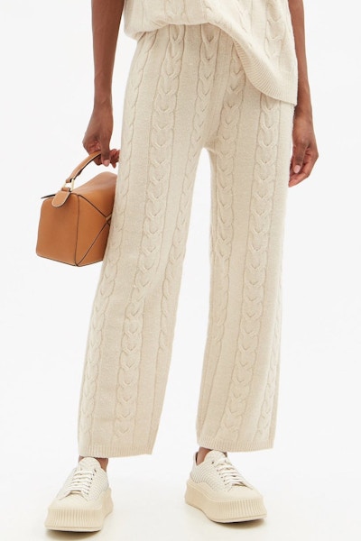 The Frankie Shop Jules Wool-Blend Cable-Knit Trousers, £115