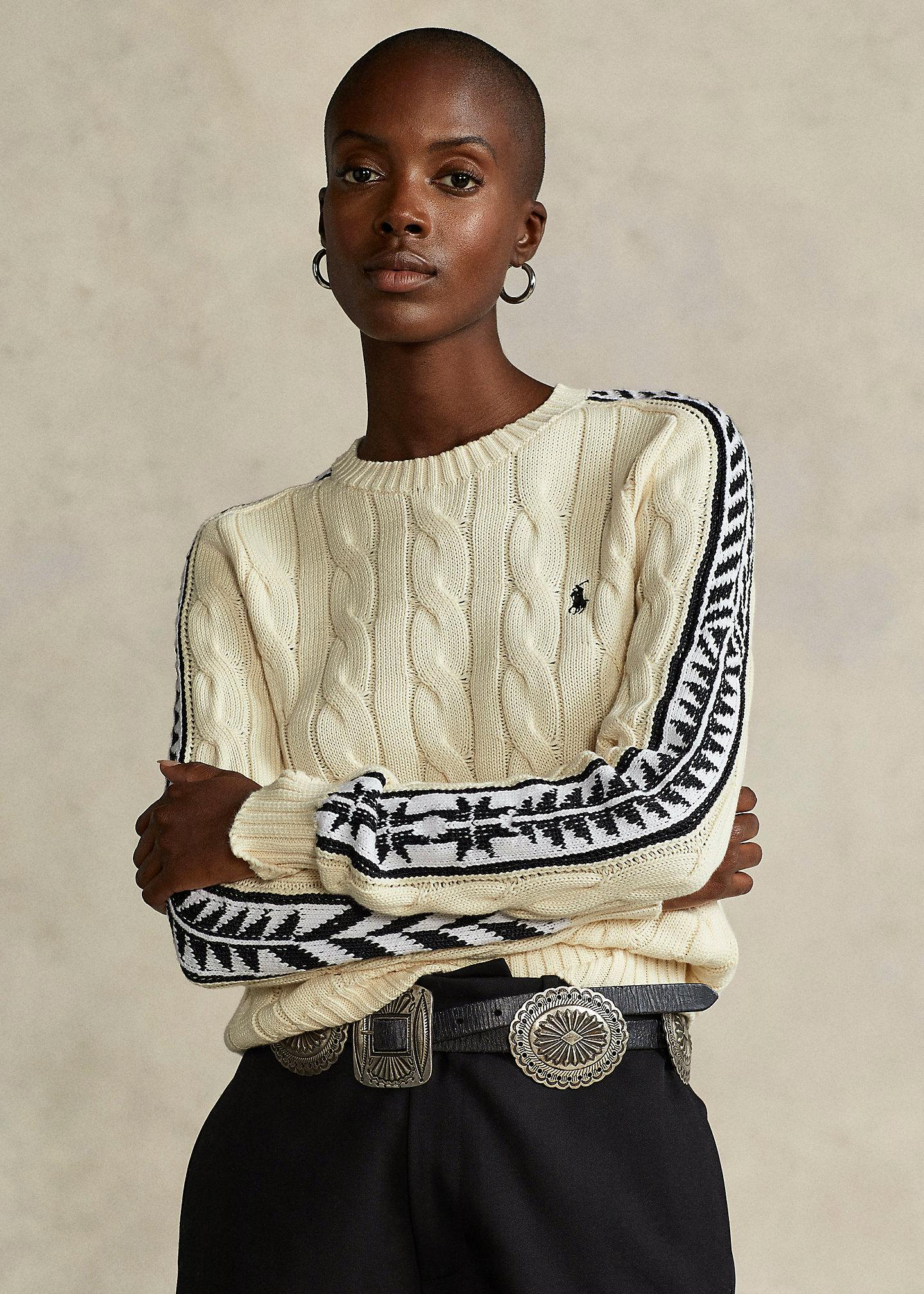 Ralph Lauren Silk Stripe Cable-Knit Cotton Jumper, £179