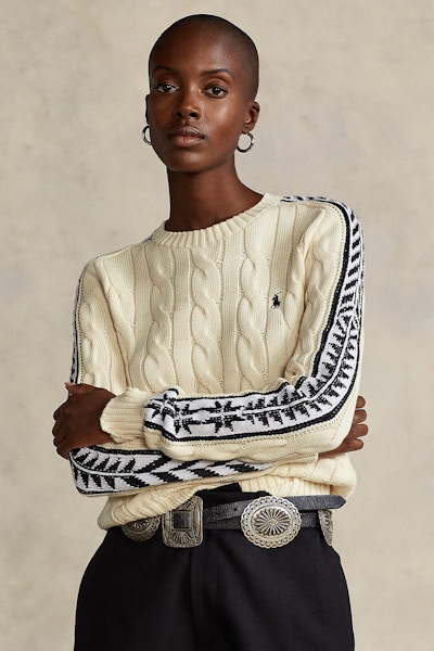 Ralph Lauren Silk Stripe Cable-Knit Cotton Jumper, £179