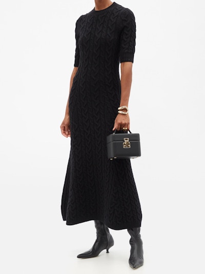 Brock Collection Tahani Cable-Knit Cashmere-Blend Midi Dress, £935