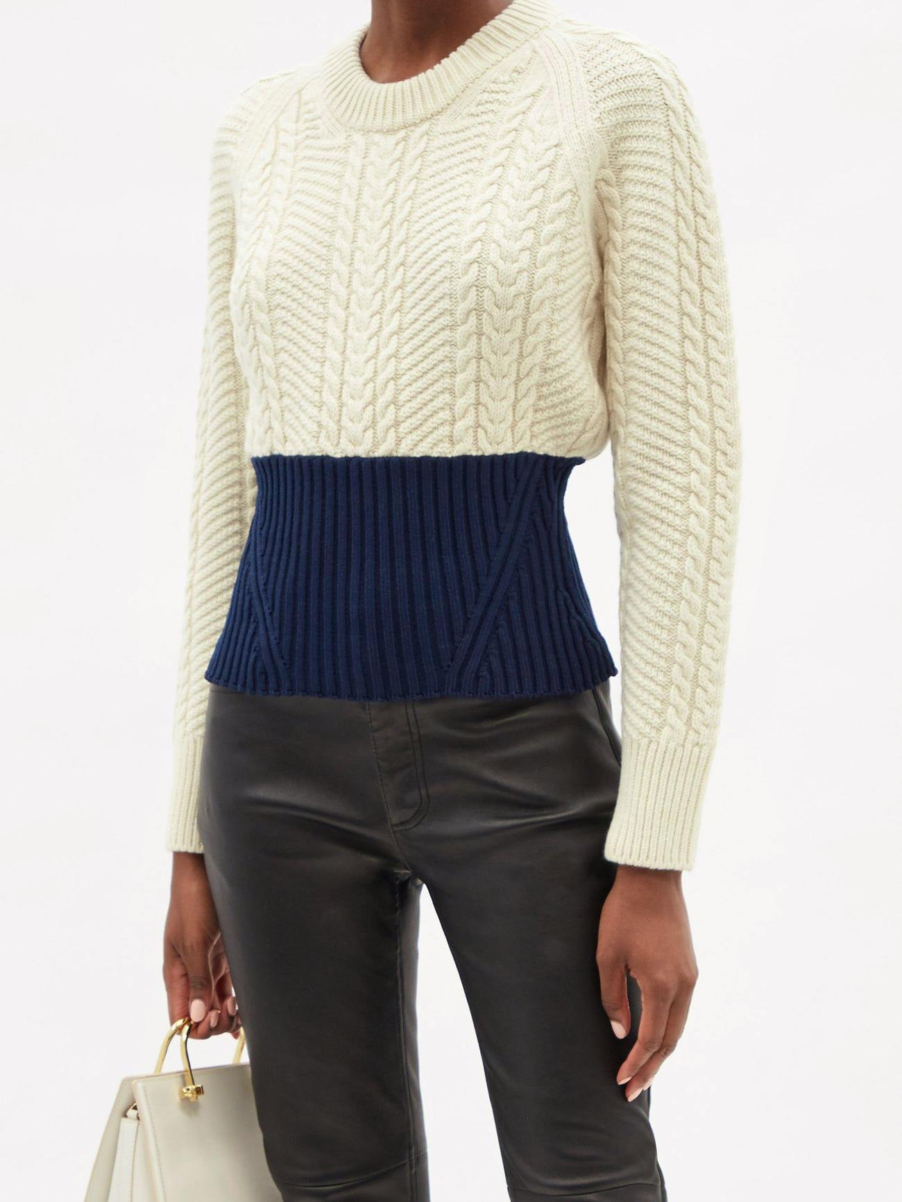 Alexander McQueen Bi-Colour Wool-Blend Cable-Knit Sweater, £720