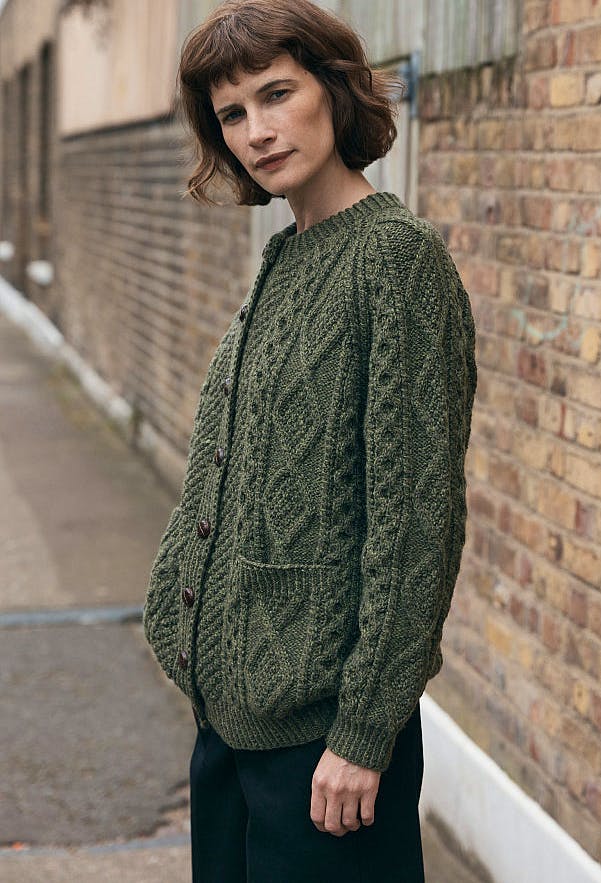 Plumo Green Aran Cardigan, £139