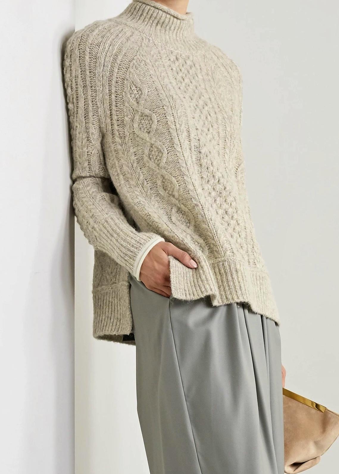 Alex Mill Camil Cable-Knit Mélange Wool-Blend Sweater, £155