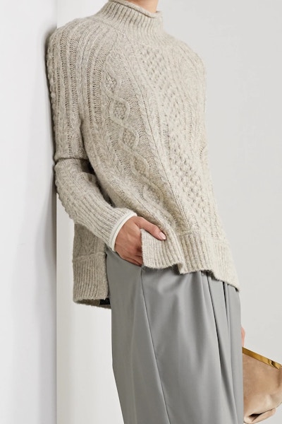 Alex Mill Camil Cable-Knit Mélange Wool-Blend Sweater, £155