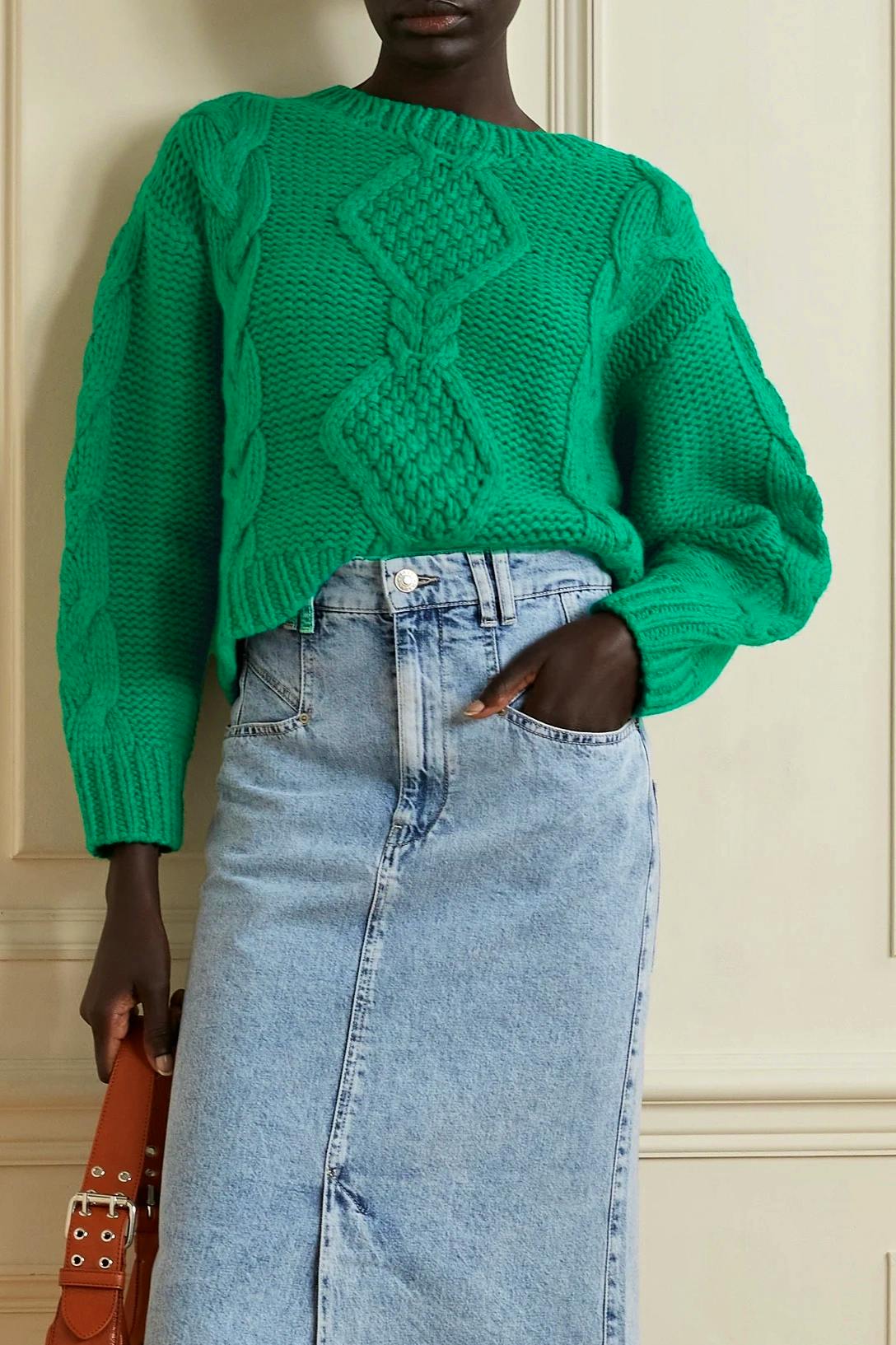 Rixo Darlene Cable-Knit Wool-Blend Sweater, £185