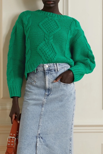 Rixo Darlene Cable-Knit Wool-Blend Sweater, £185
