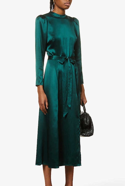 Reformation Julius Puffed-Sleeve Silk Midi Dress, £330