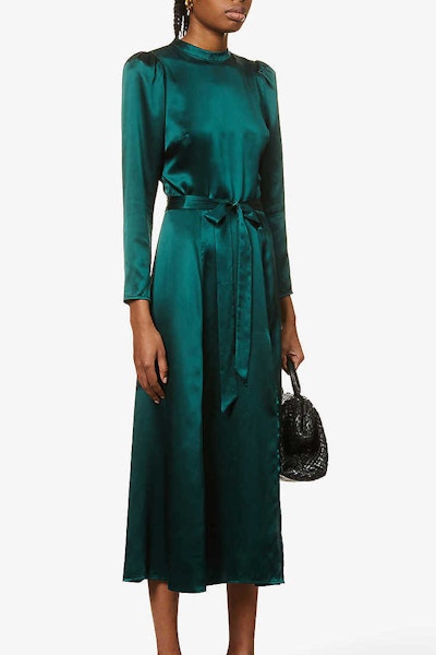 Reformation Julius Puffed-Sleeve Silk Midi Dress, £330