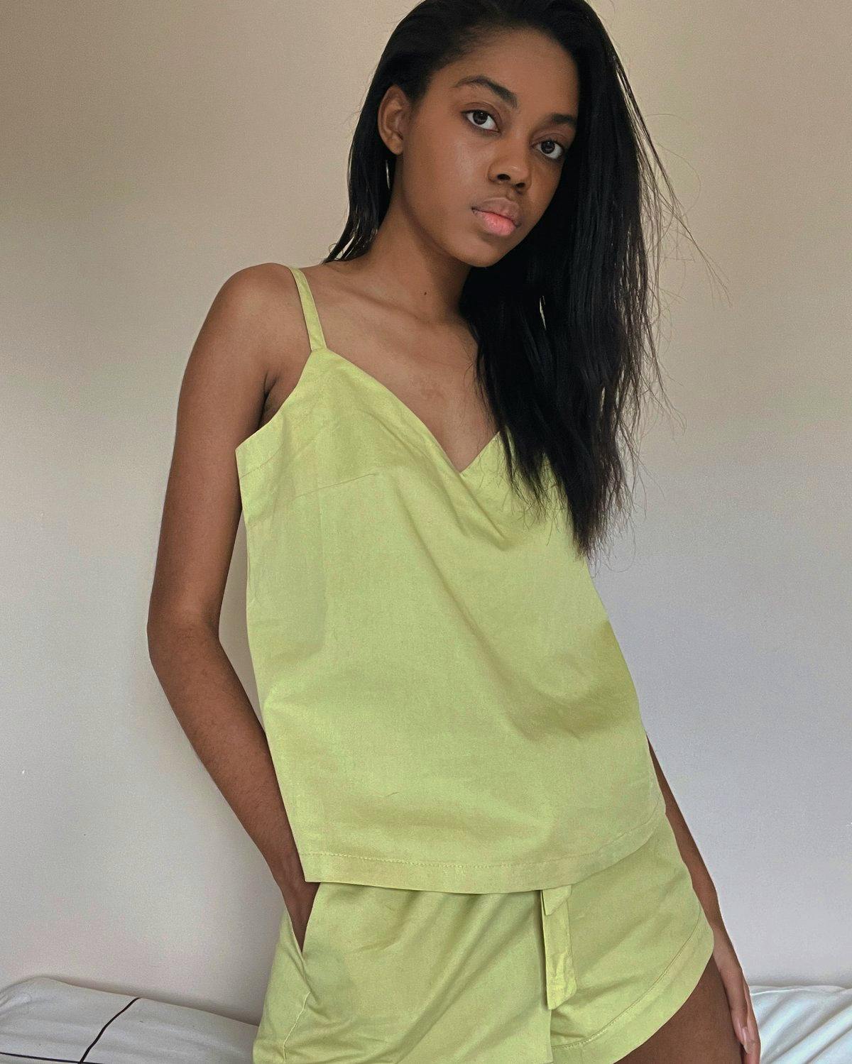 Sleepy Doe Short & Cami Set: Pear Twill, £48