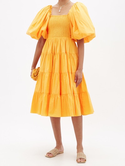 AJE Cherished Puff-Sleeve Cotton Midi Dress, £365