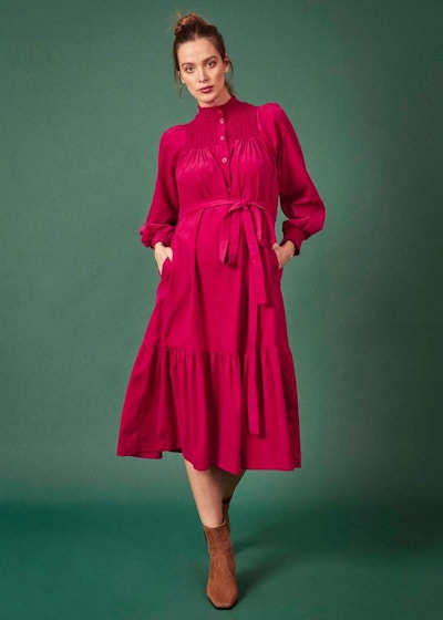 Clary & Peg Phoebe Dress In Hot Pink Needlecord, £195